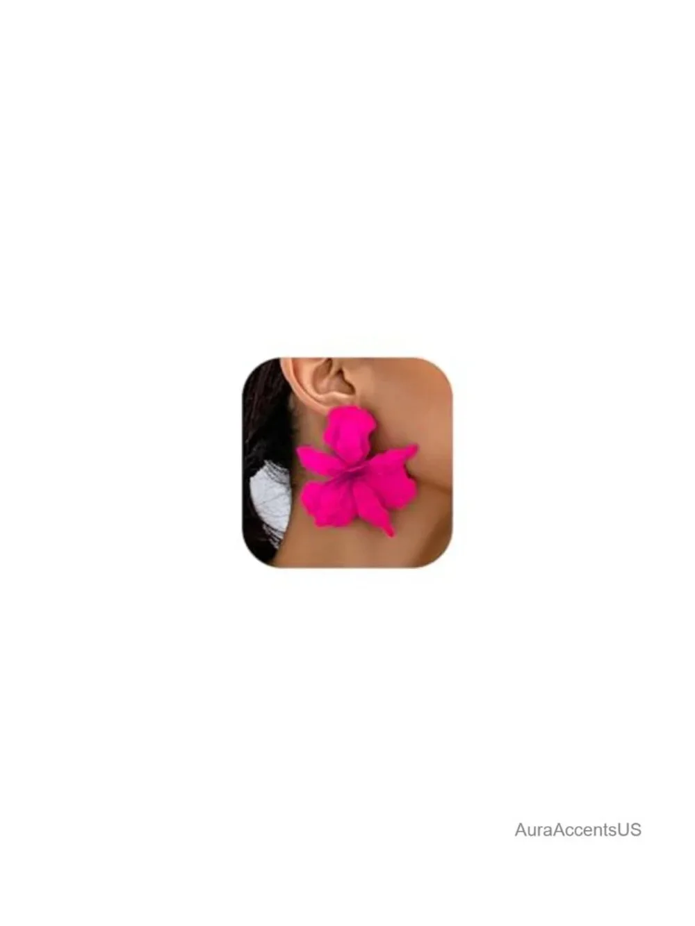Pink Flower Dangle Drop Earrings for Women, Brass Lever Back, Spring Statement